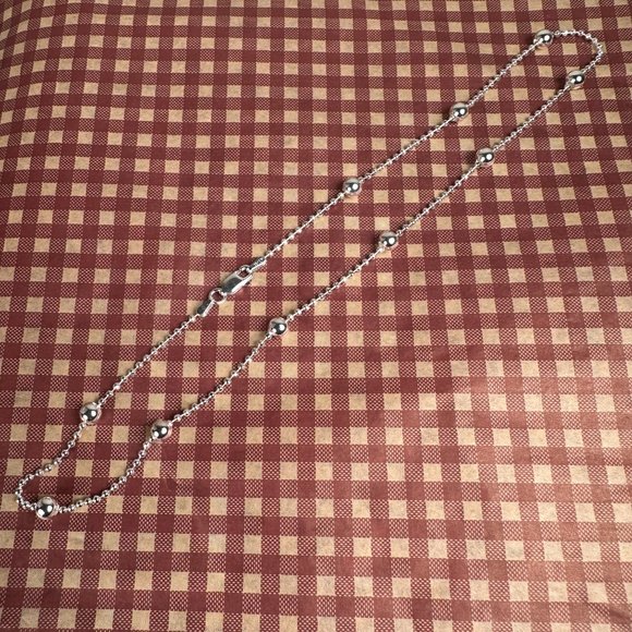 NEW 16" Italian Real Silver Bead & Ball Chain Necklace - Picture 4 of 5